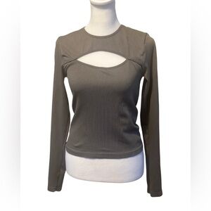 Forever 21 Gray Cutout Long Sleeve Top
